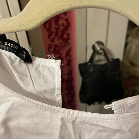 ZARA FAUX PEARL POPLIN BLOUSE - Picture 7 of 8
